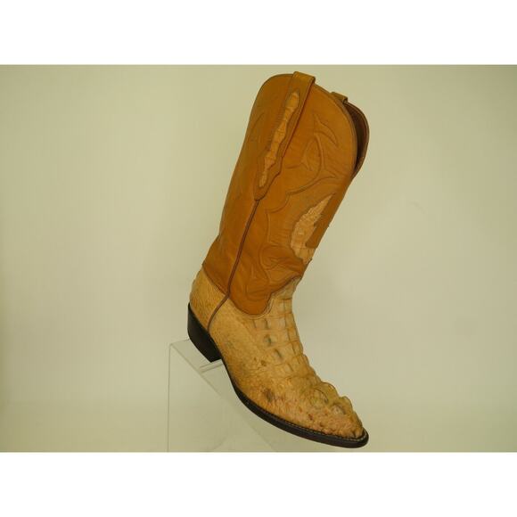 Black Jack Mens Size 6 EE American Alligator Head Cut Inlay Tan Cowboy Boots main image 7